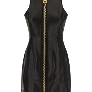 Maxi zip leather dress