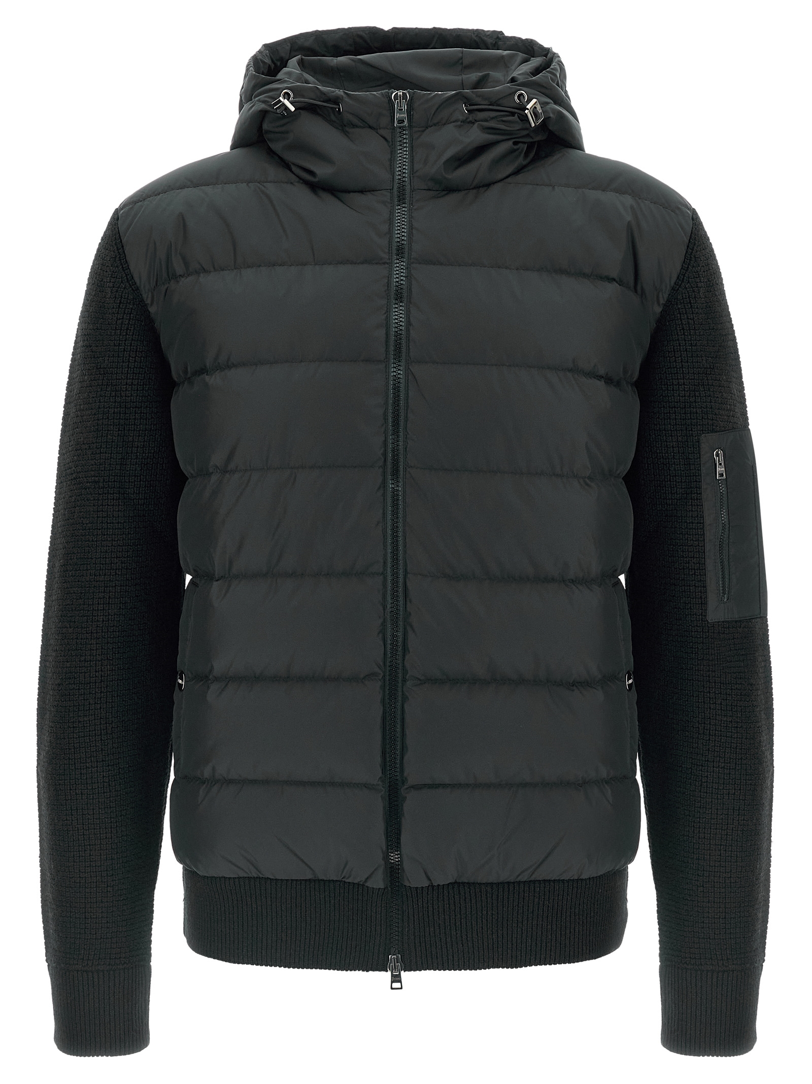Bi-material down jacket