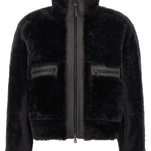 'Shiny Zipper Pull' shearling jacket