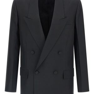 Double-breasted technical Panama blazer