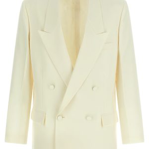 Double-breasted technical Panama blazer