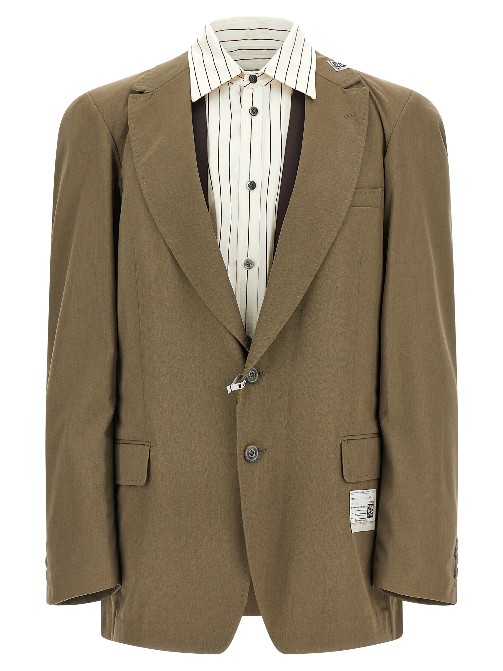 'Mix Layered Wool Gabardine' blazer