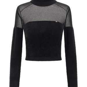 Brushed insert turtleneck sweater