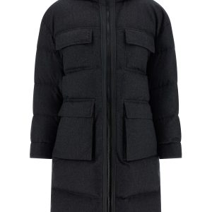 'Shiny Zipper Pull' long down jacket