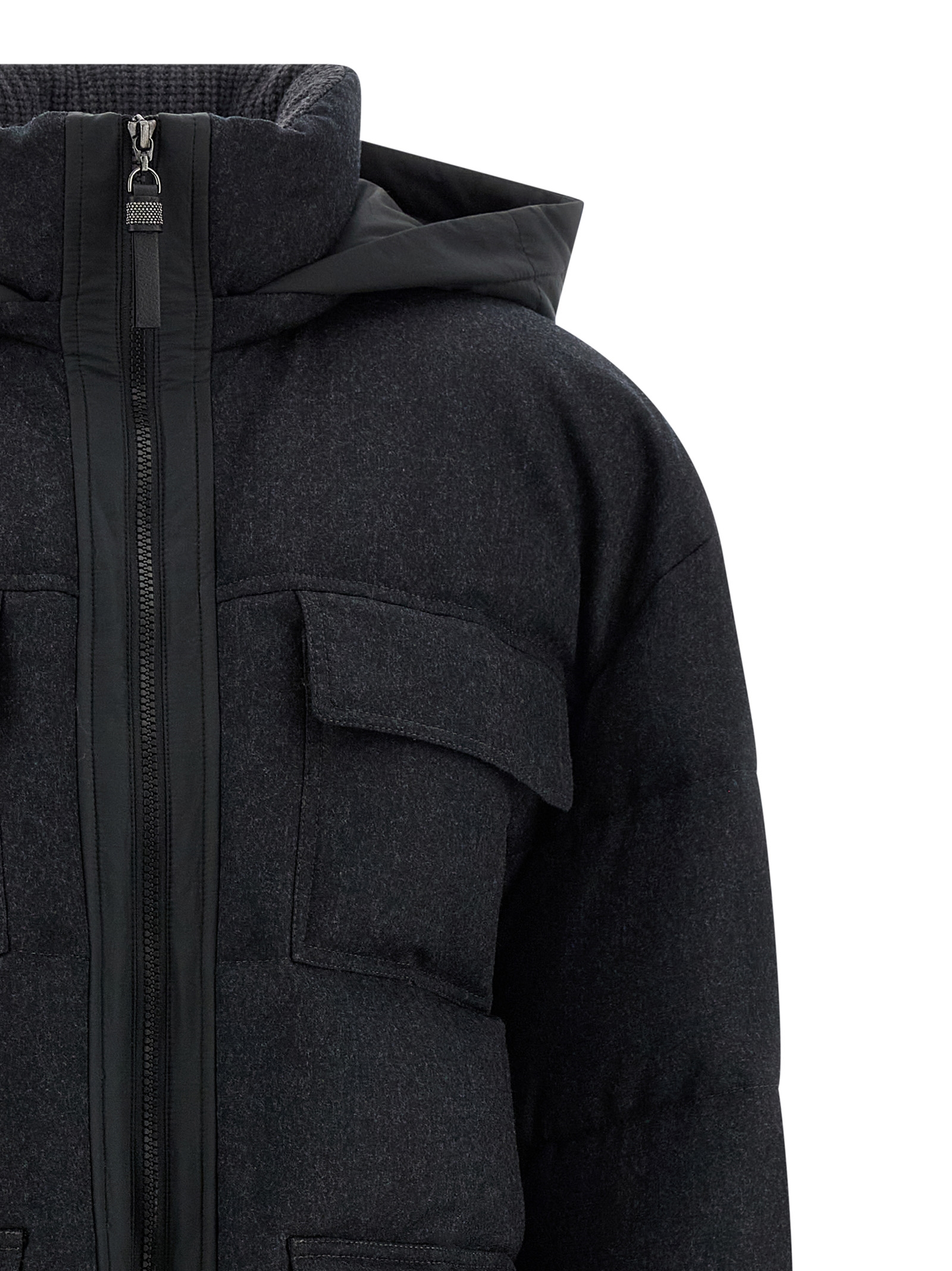 'Shiny Zipper Pull' long down jacket - immagine 4