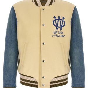 'Gothic Wool Denim Varsity' bomber jacket