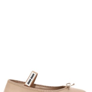 Logo leather ballet flats