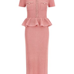 'Pink Peplum Knit Midi' dress