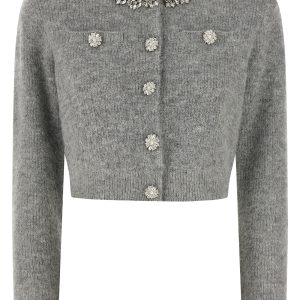 'Grey Fluffy Crystal Trim' cardigan