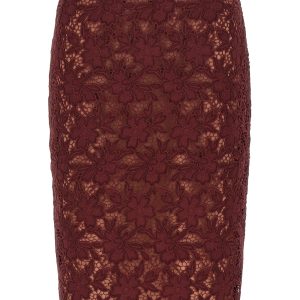 'Burgundy Guipure Lace Midi' skirt