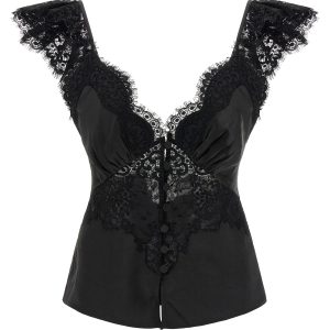 'Black Satin Lace' top