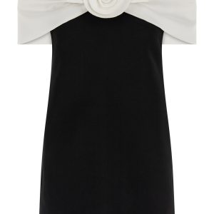 'Black Crêpe Flower Mini' dress