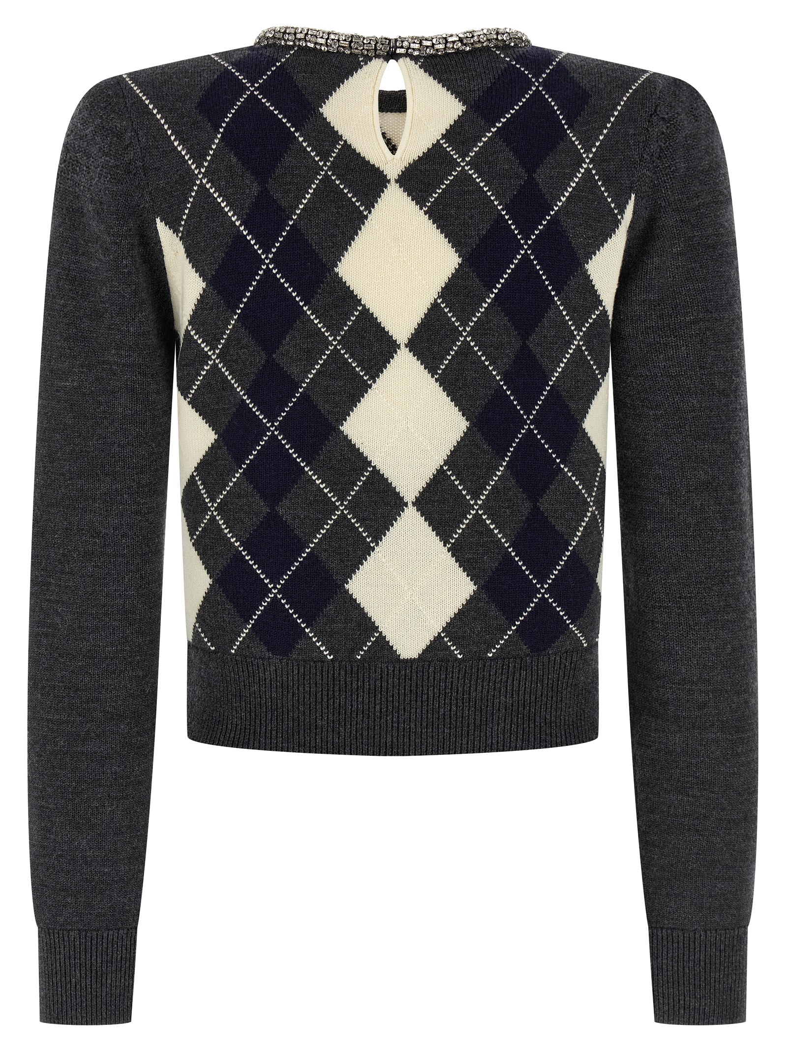 'Grey Argyle Crystal Trim' sweater - immagine 2