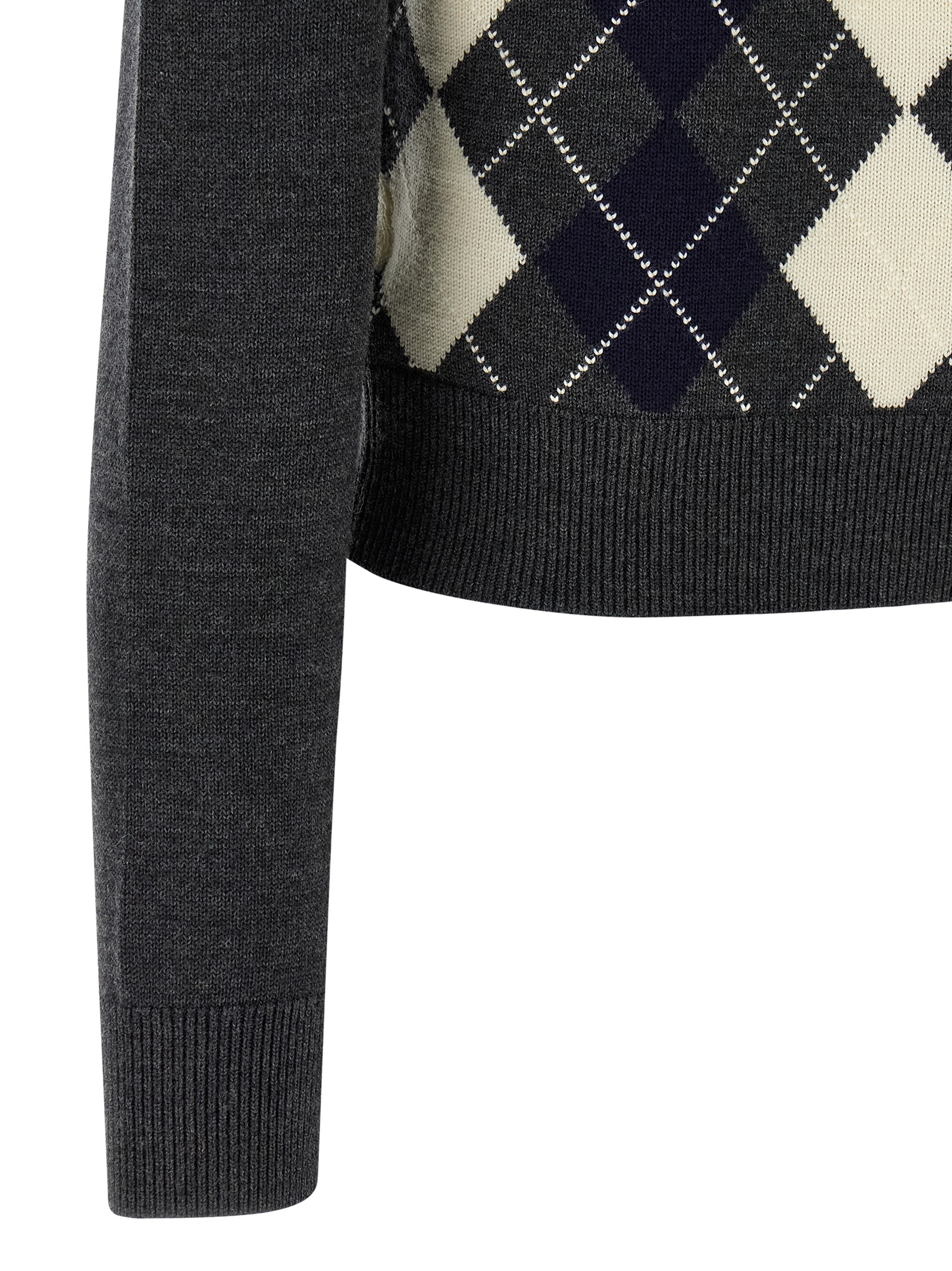 'Grey Argyle Crystal Trim' sweater - immagine 4