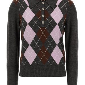 'Grey Argyle Lightweight' sweater