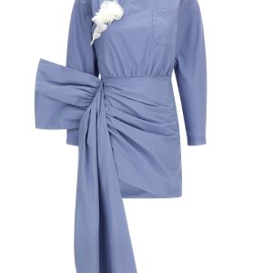 'Blue Cotton Tie Side Mini' dress