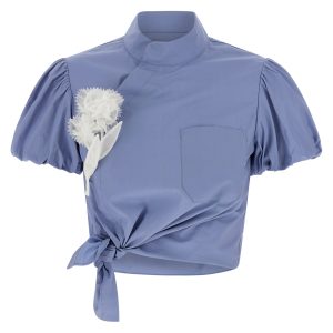 'Blue Cotton Tie Side' top