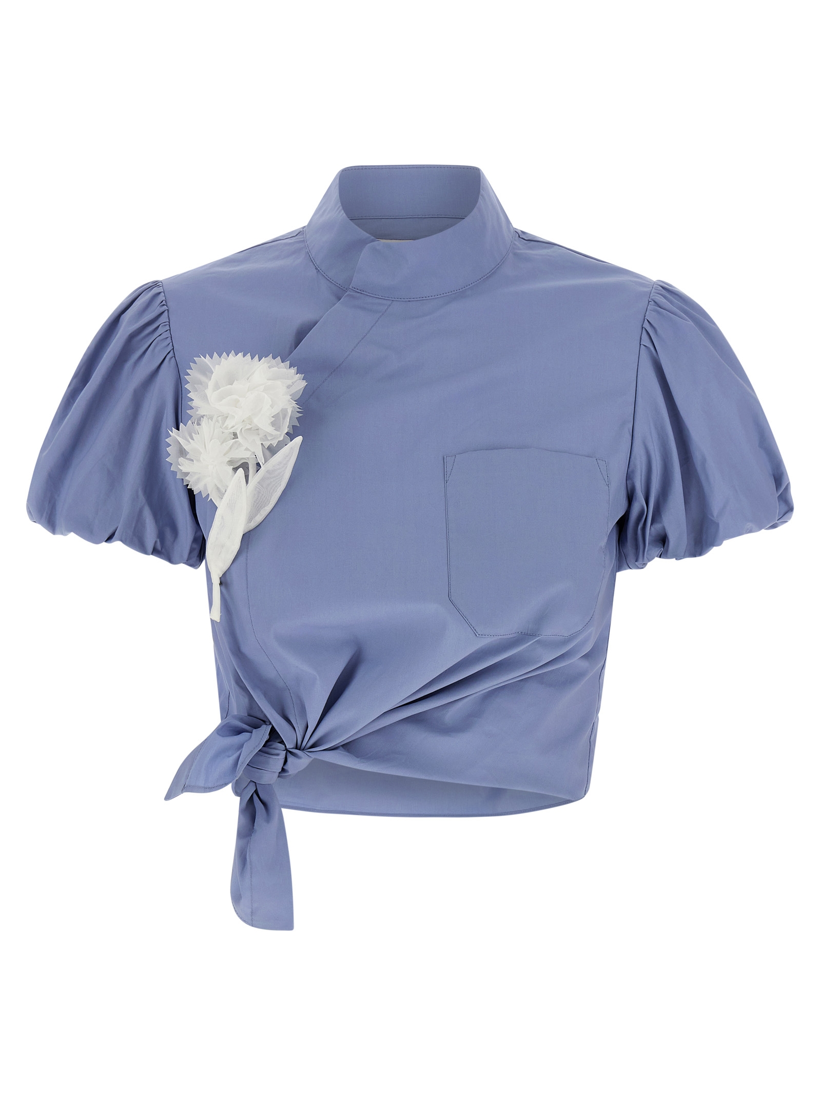 'Blue Cotton Tie Side' top