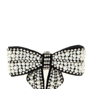 'Black Pearl Satin Bow' hair clip