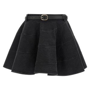 'Black Flared Denim Mini' skirt