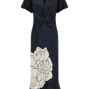 'Gathered V-Neck' midi dress