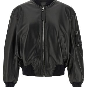 Leather bomber jacket