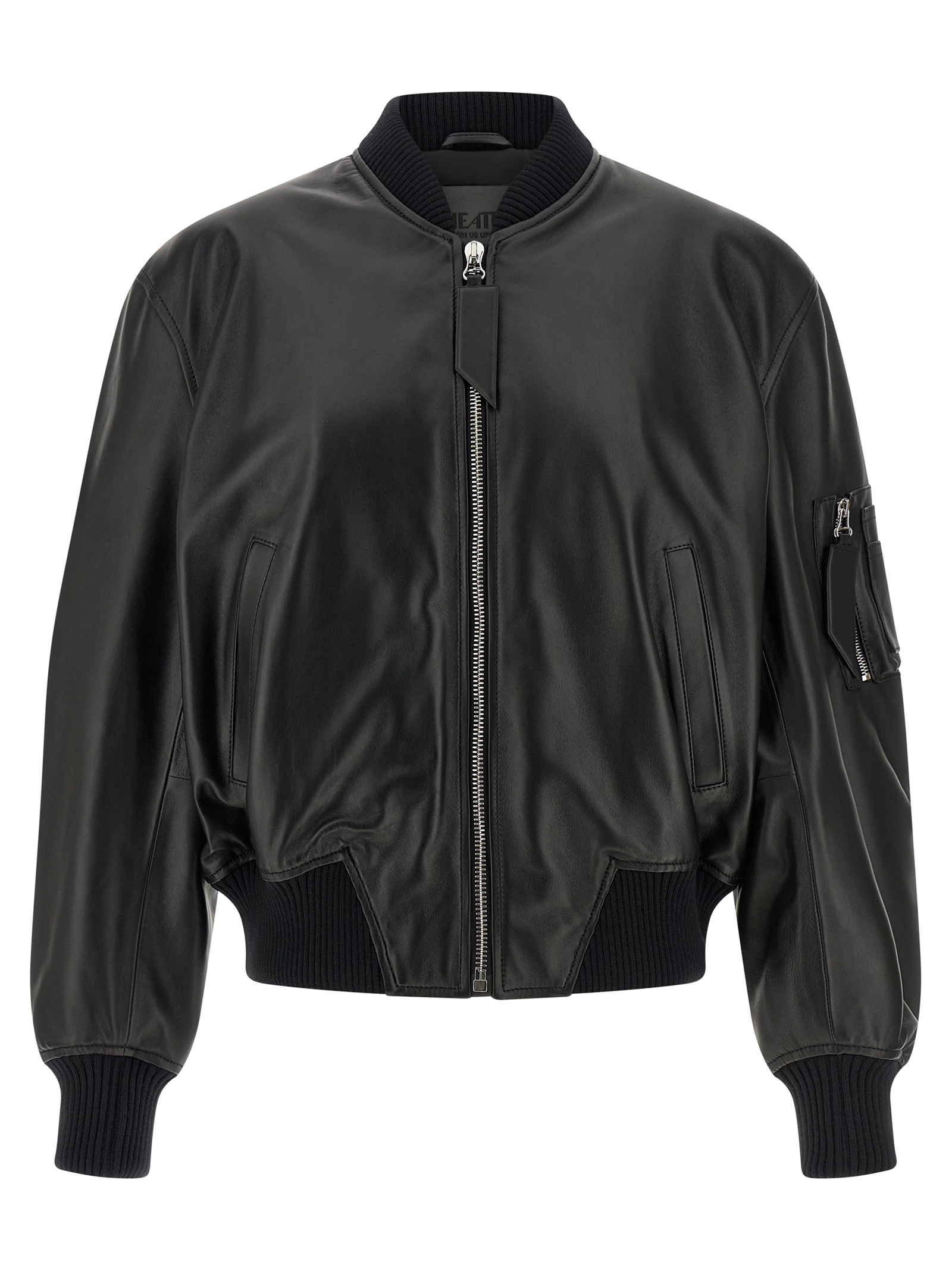 Leather bomber jacket