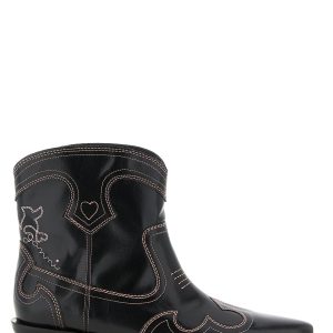 'Low Shaft Embroidered Western' ankle boots
