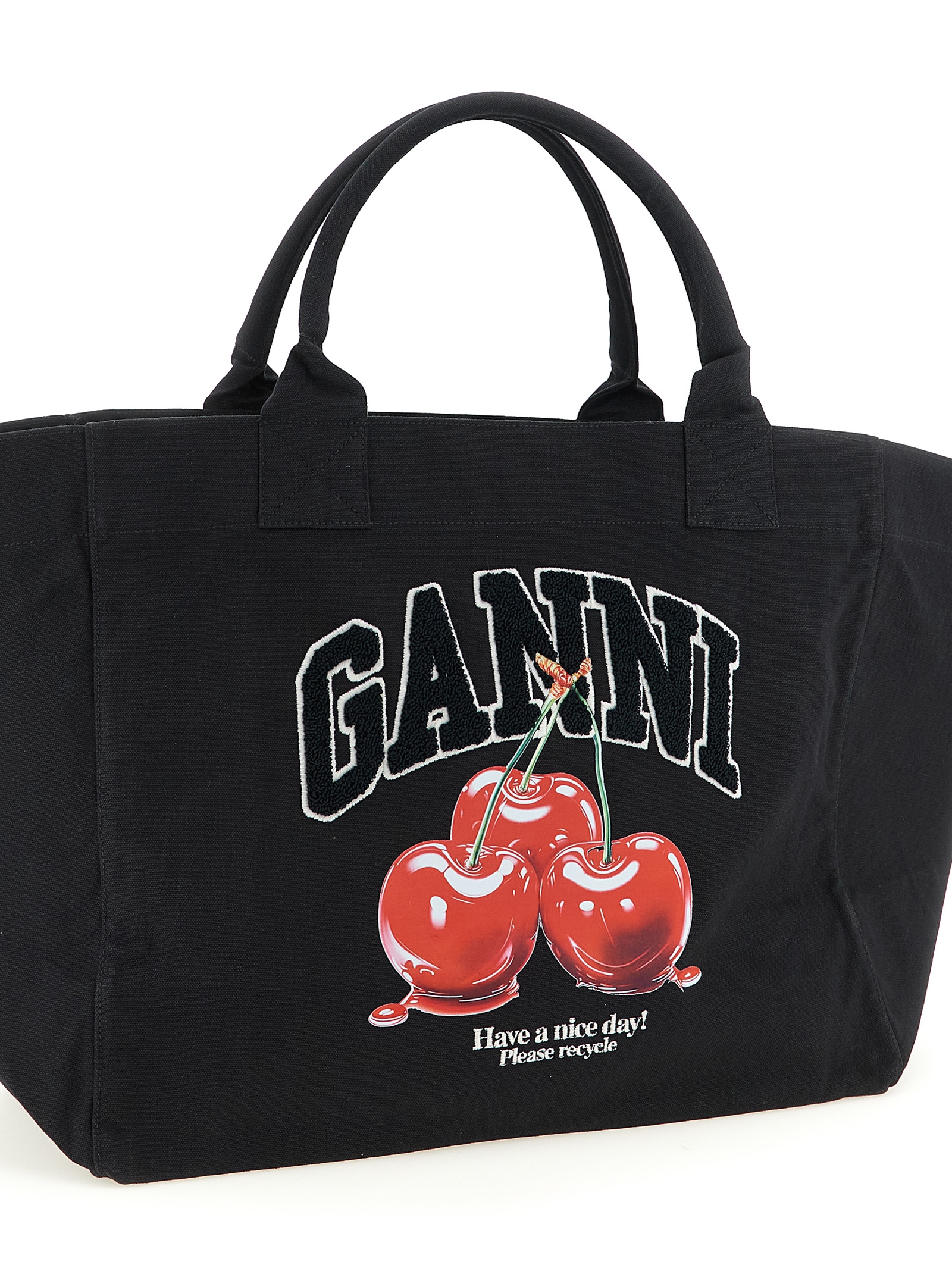 'Black XXL Cherry Tote' shopping bag - immagine 3