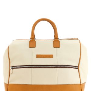 Leather duffel bag