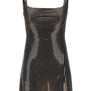 'Gunmetal Rhinestone Mesh Mini' dress