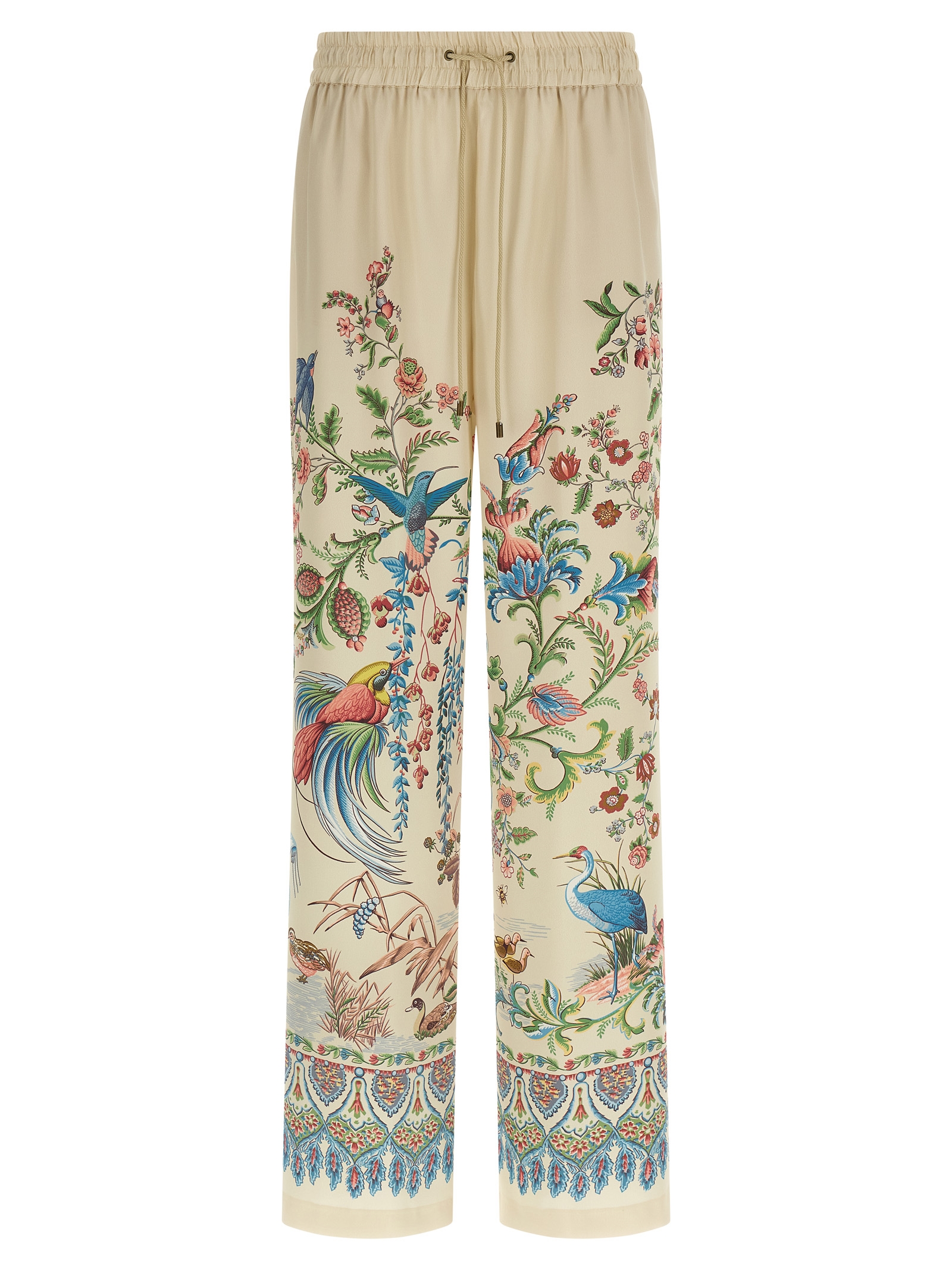 Flora and fauna printed trousers