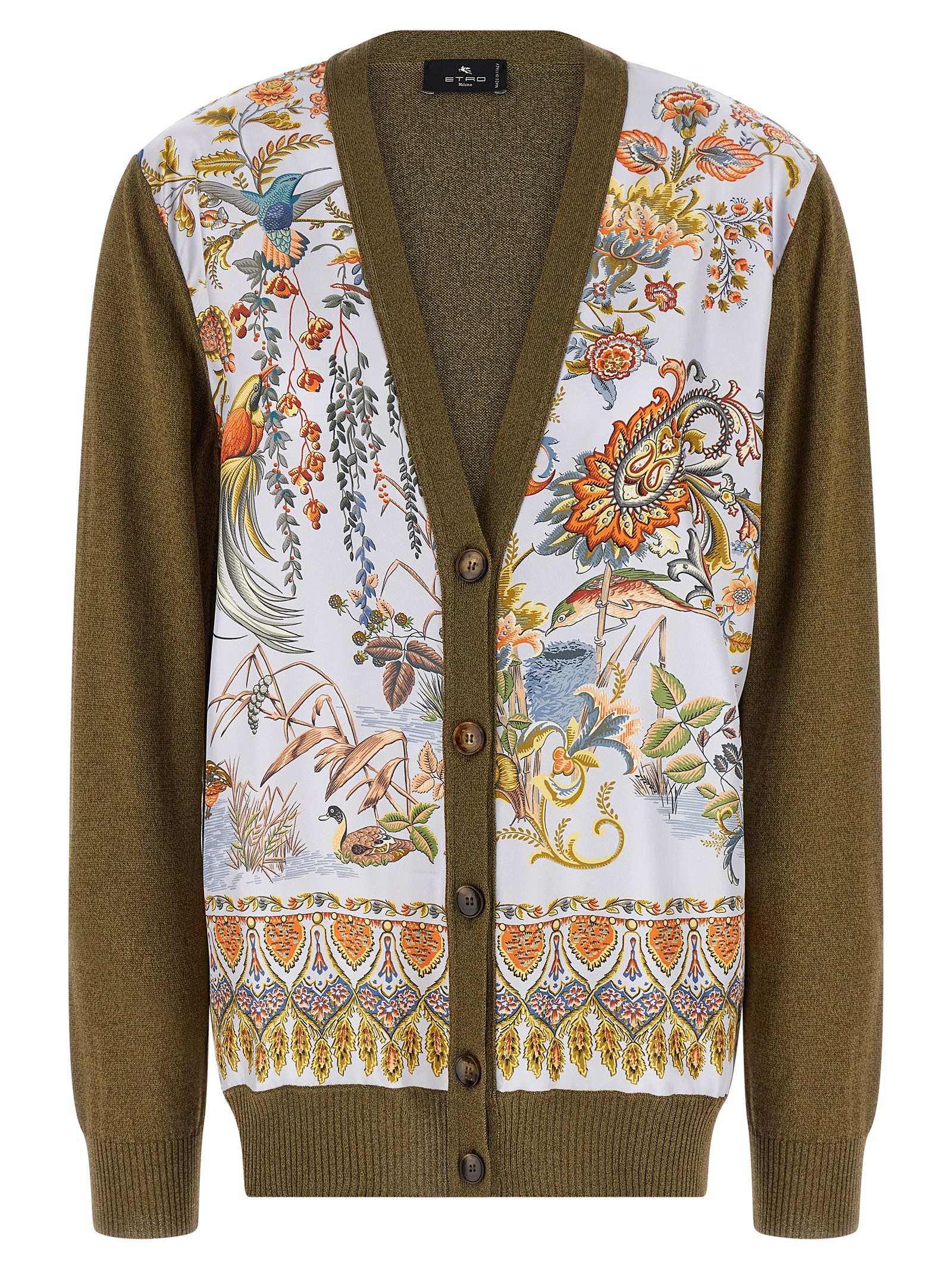 Paisley silk insert cardigan