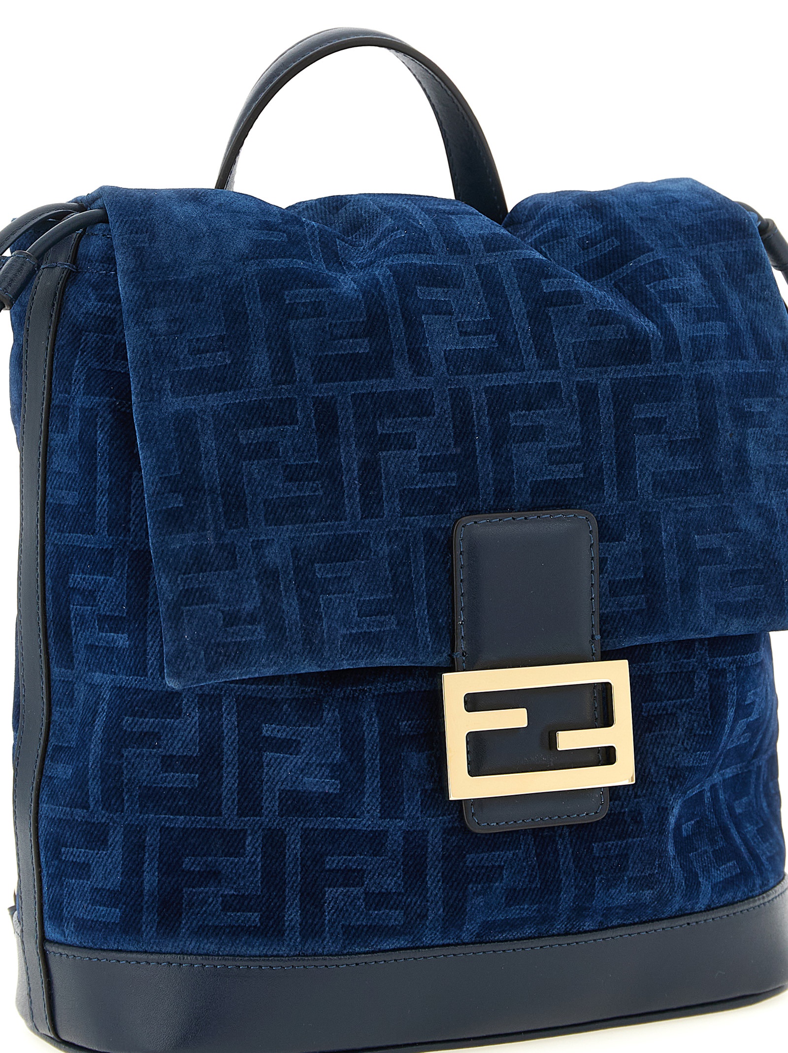 FF flocked denim backpack - immagine 3
