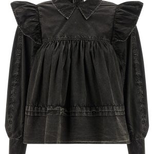 'Black Washed Frill' blouse