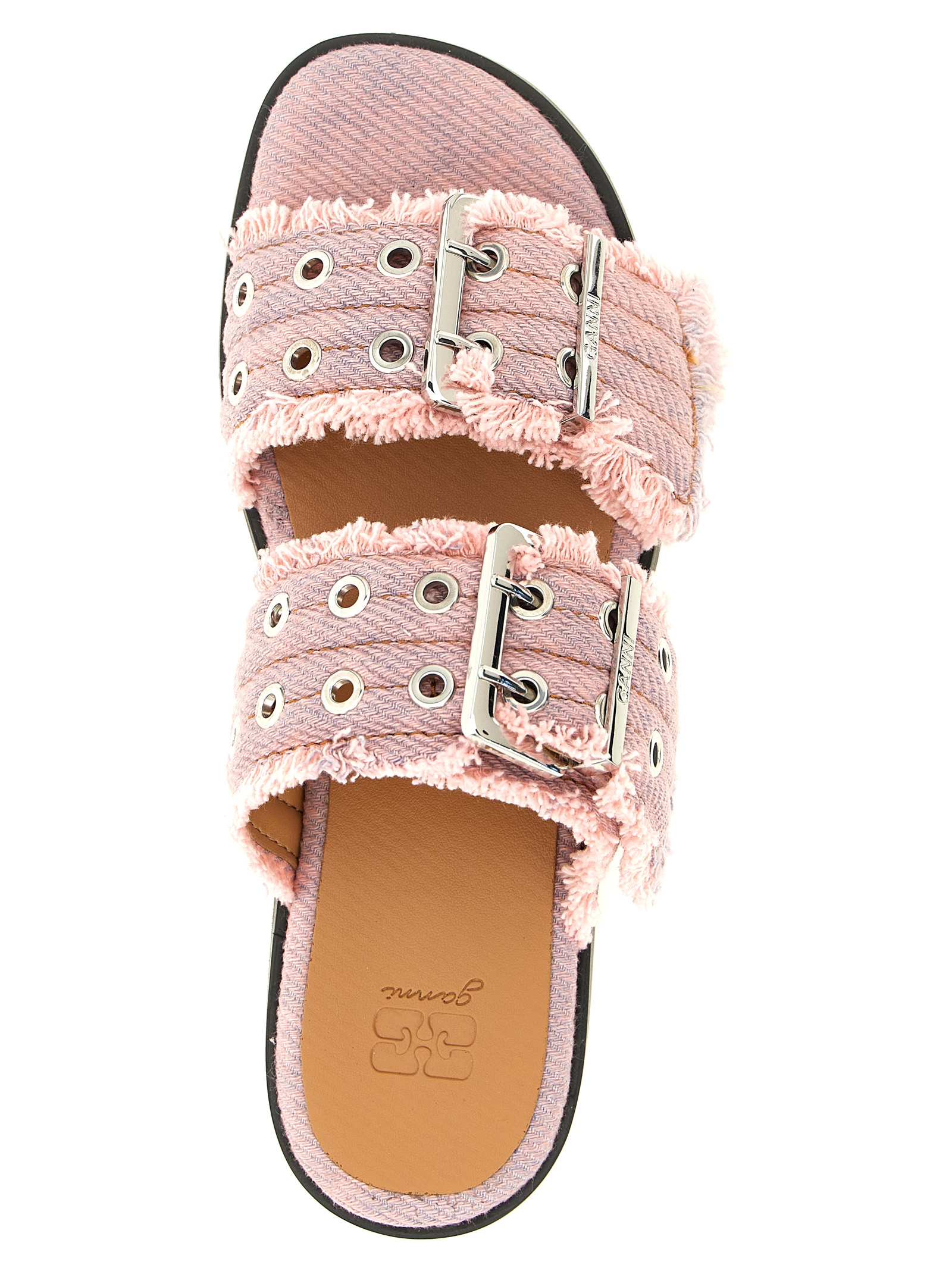 'Feminine Buckle Fringed Denim' sandals - immagine 4
