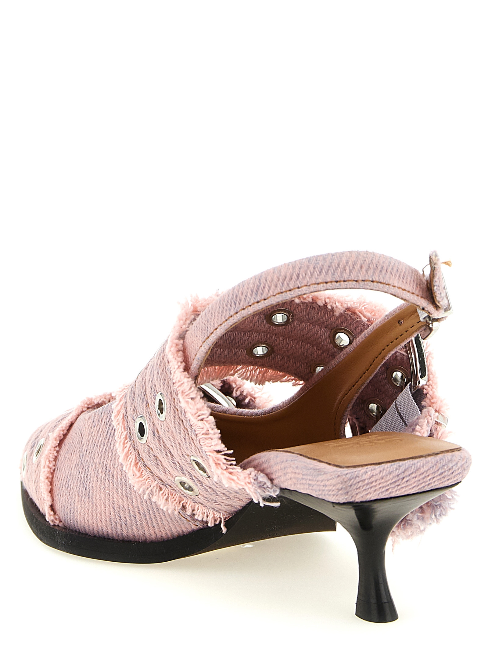 'Feminine Buckle Fringed Denim' slingback - immagine 3
