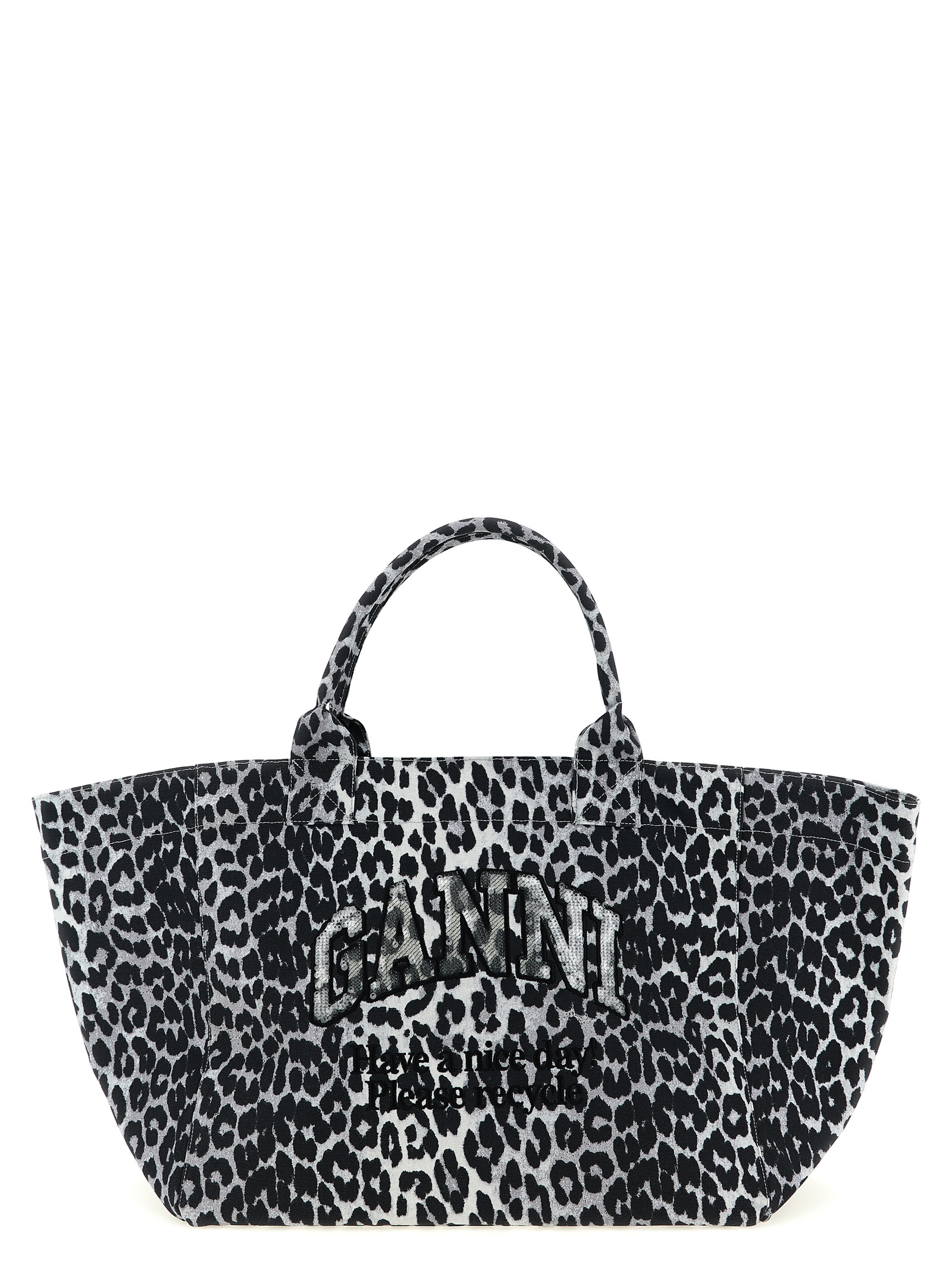 'Leopard Sequin XXL Tote' shopping bag