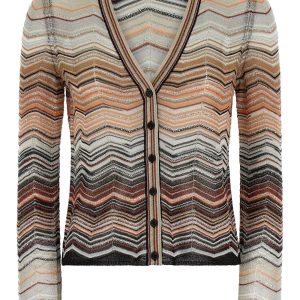 Chevron lamé cardigan
