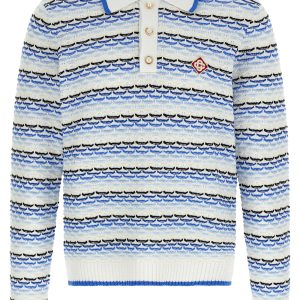 'Tuck Stitch Long Sleeve' polo shirt