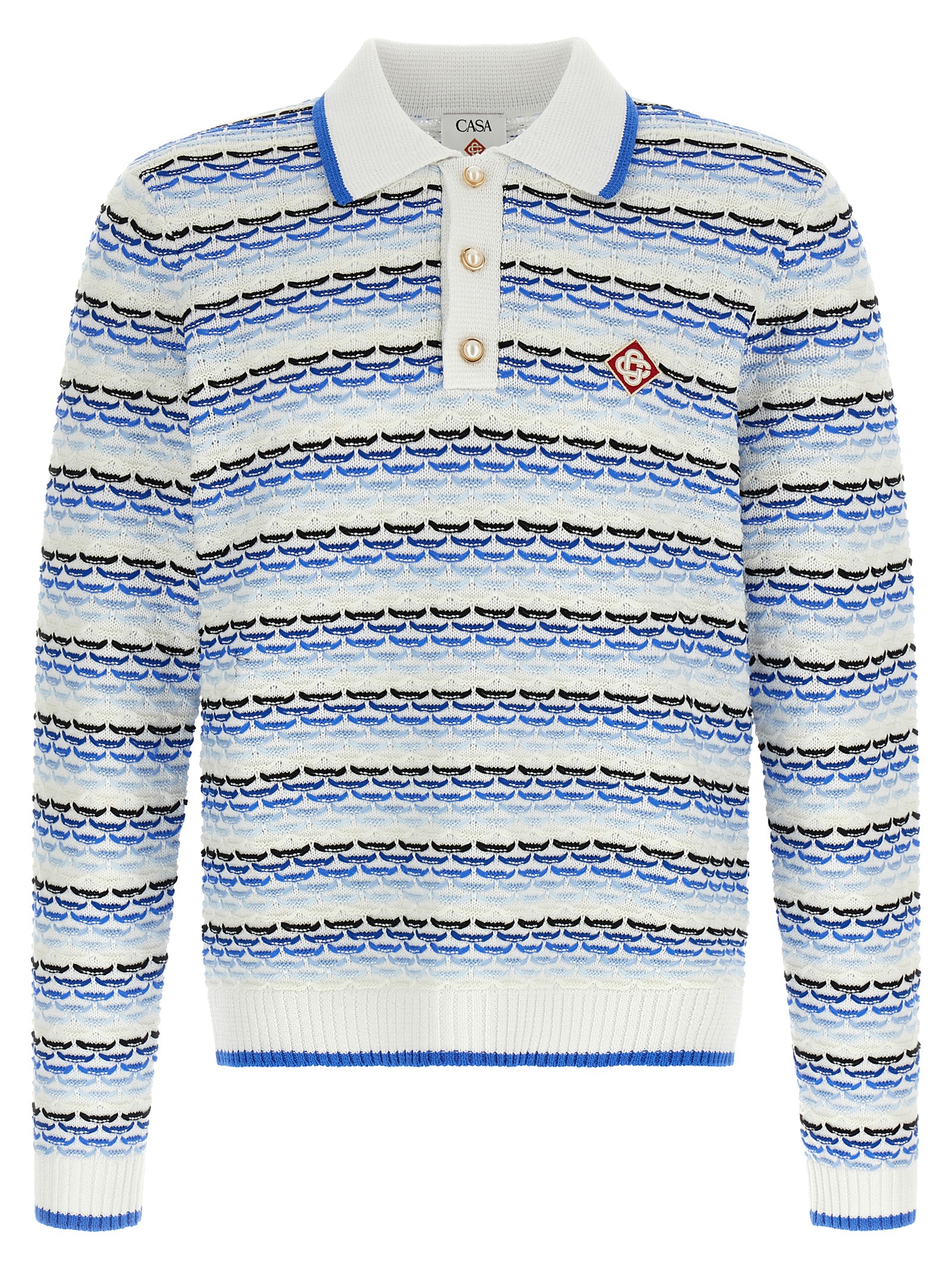 'Tuck Stitch Long Sleeve' polo shirt