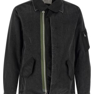 Nylon insert denim jacket