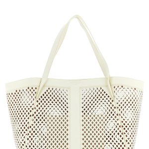 Openwork leather shopping bag