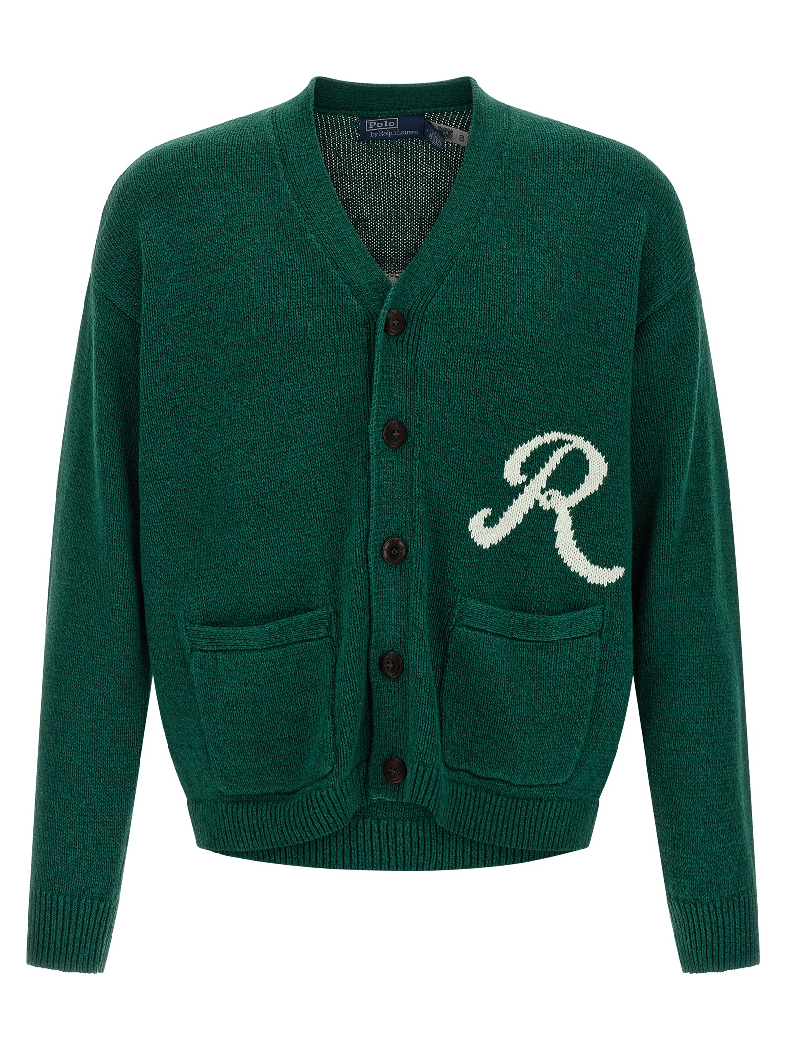 Intarsia logo cardigan