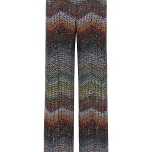 Zigzag lamé viscose pants