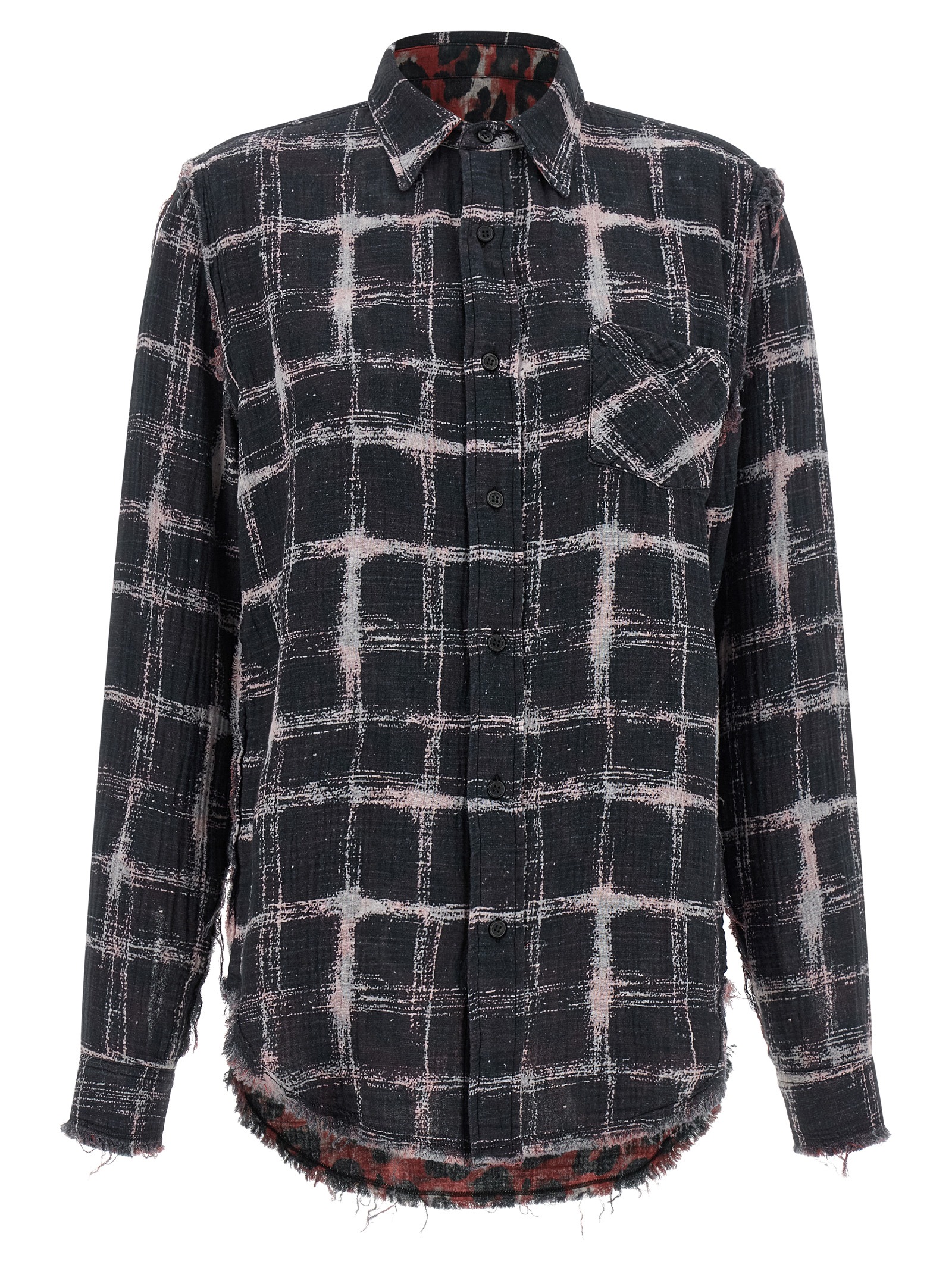 Fringed hem reversible shirt