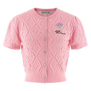 'Pink pointelle knit' top