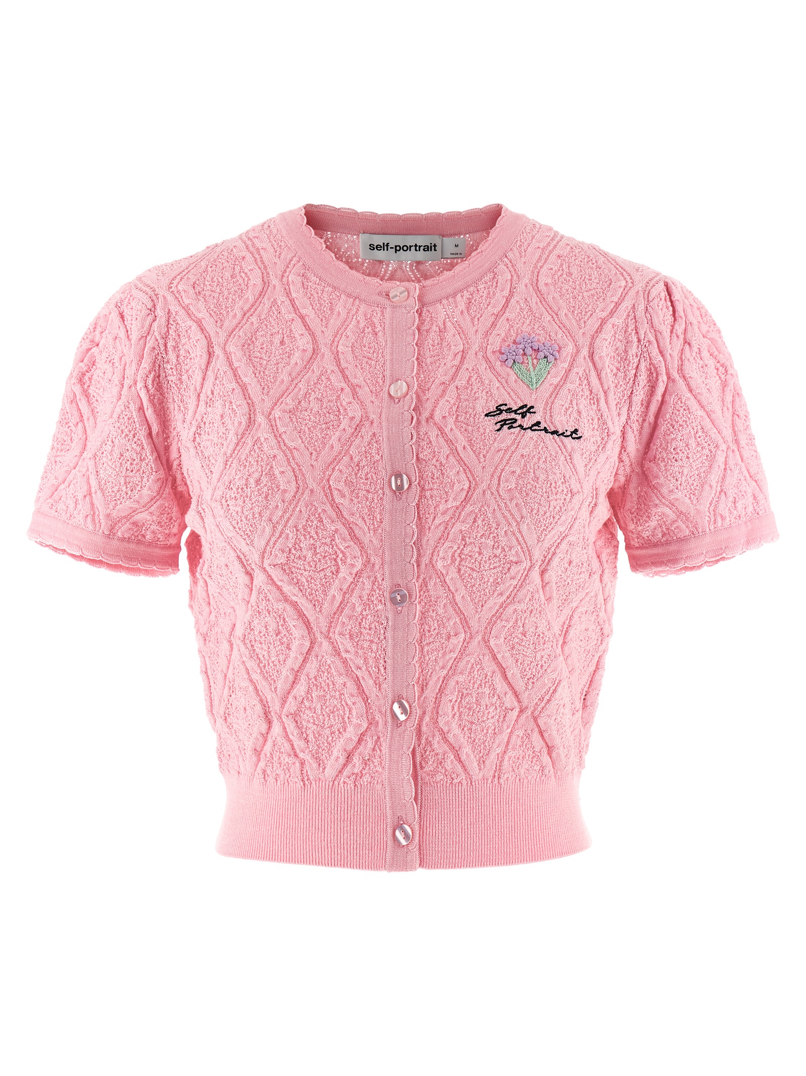 'Pink pointelle knit' top