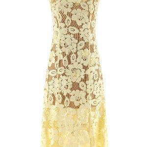 'Yellow crochet lace' midi dress
