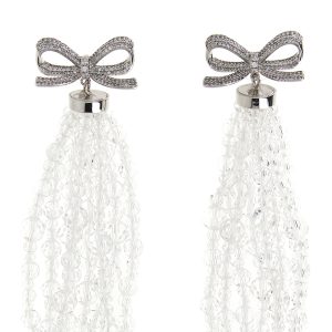 'Bow Beaded Waterfall' earrings